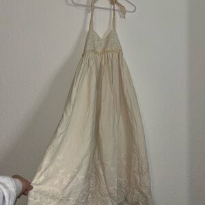 Charming Cream Lace Halter Dress for Kids